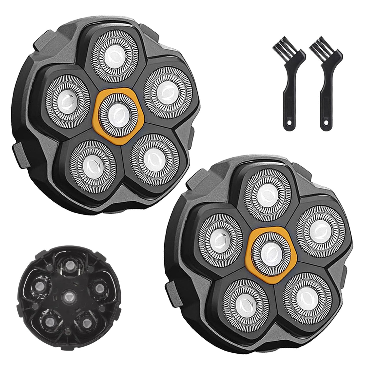 6 Blade Magnetic Replacement Shaving Heads for Bald Men Compatible with All 6D Magnetic Electric Razor (2 PCS VM-072)