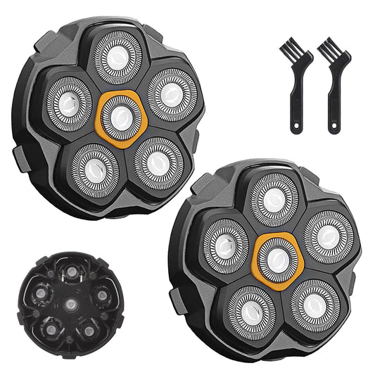 6 Blade Magnetic Replacement Shaving Heads for Bald Men Compatible with All 6D Magnetic Electric Razor (2 PCS VM-072)