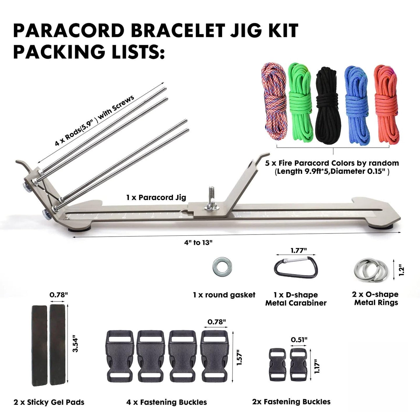 Paracord Jig Tools Bracelet Making Kit Paracord Jig Weaving Tools Accessories Loom DIY Craft Maker with 5 Cords and 6 Buckles with Marlin Spike Kit