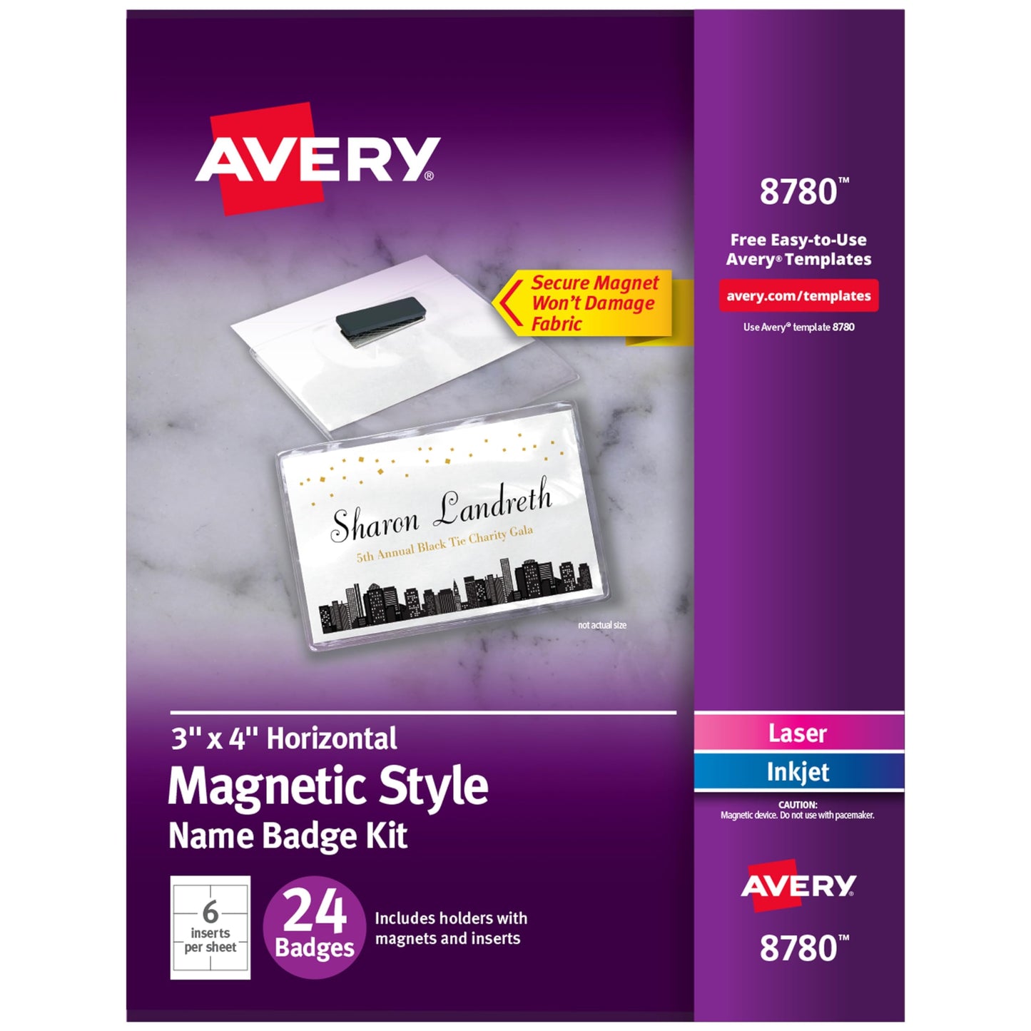 Magnetic Style Name Badges, PVC Plastic, 3" x 4", White