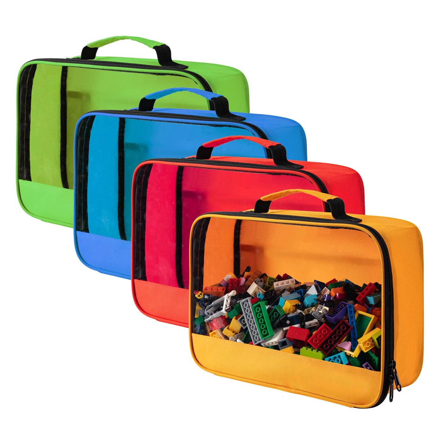 4 PCS Toys Storage Bag, Classic Building Bricks Storage Bag, Travel Case for Building Toys, Puzzles, Toys Cars