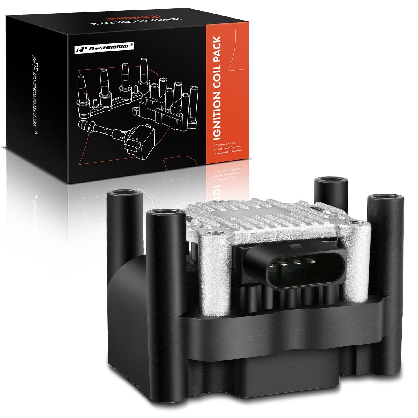 A-Premium Ignition Coil Compatible with Audi Seat & Volkswagen Vehicles - 1.2L 1.4L 1.6L 1.8L 2.0L - A3 1998-2003, Ibiza 2003-20017, Beetle 1998-2006, Golf 1999-2001, Jetta 1999-2015, Polo 2003-2018