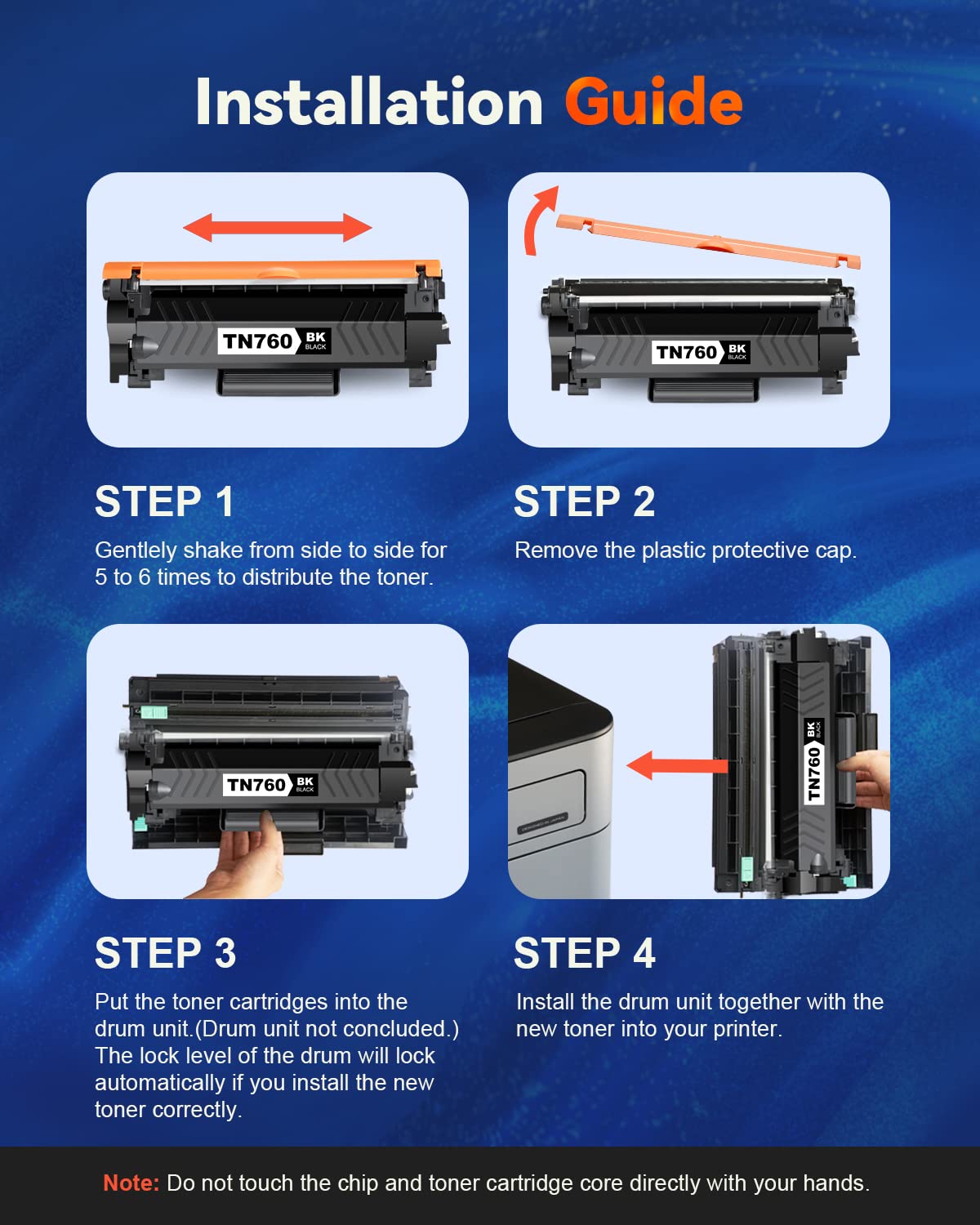 [4 Black] TN760 Toner Cartridge Compatible Replacement for TN760 TN-760 TN730 TN-730 Toner Use with DCP-L2550DW MFC-L2710DW MFC-L2750DW DCP-L2550DW HL-L2350DW Printer Toner