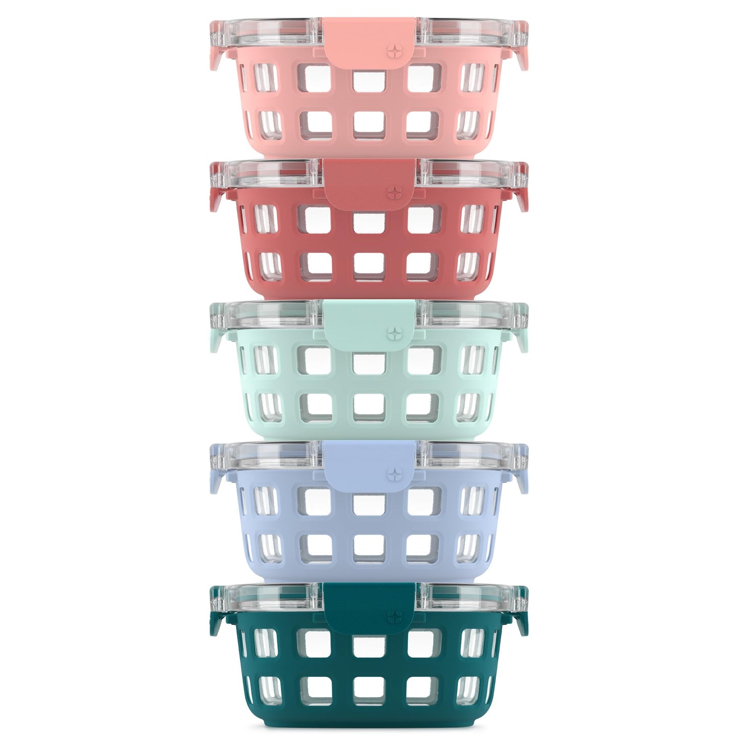 Ello Duraglass Round Glass Meal Prep Storage Containers Set with Leak Proof Airtight Lids, 10 Pc 3.4 Cup/ 800ml, Melon