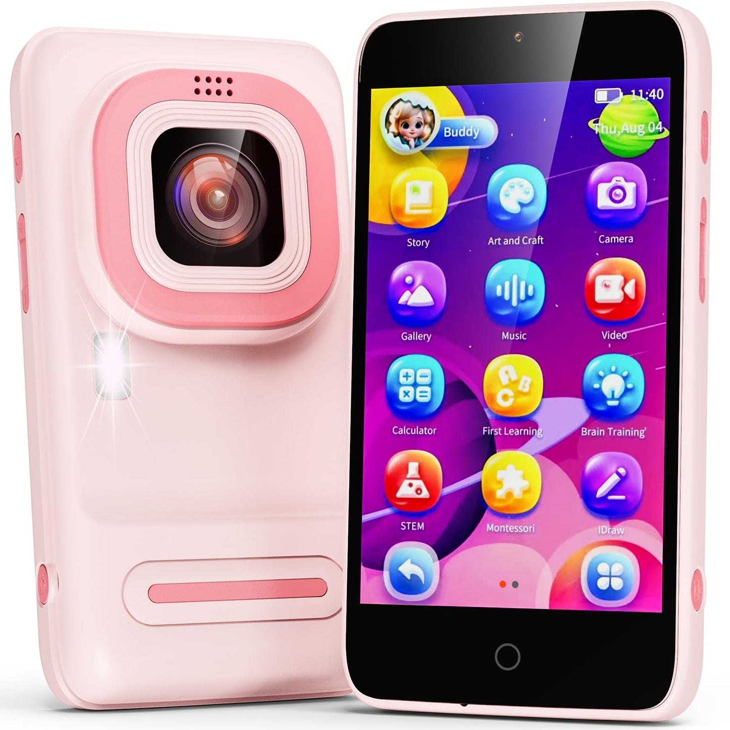 Ashfly Kids Phone,3.97" Touchscreen Toy Phone with Front Camera,8GB Kids Camera with Learning Games and Drawing,Birthday Christmas Toys Gifts for Ages 3 4 5 6 7 8 9 10 Children