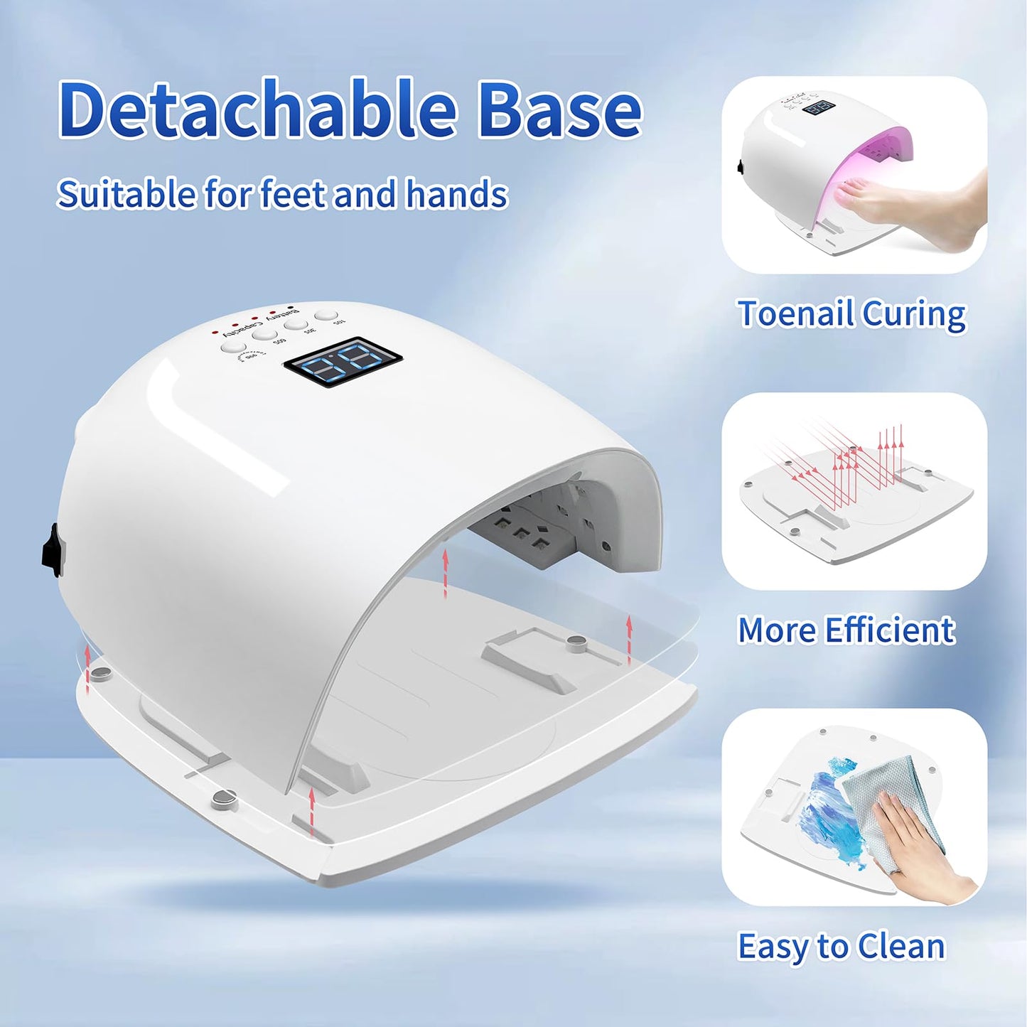 BIDUO UV LED Nail Lamp, 86W Rechargeable Cordless Nail Dryer, 52 Lamp Beads 4 Timers Settings & Auto Sensor, Professional Gel Polish UV LED Nail Light for Salon & Home (White)