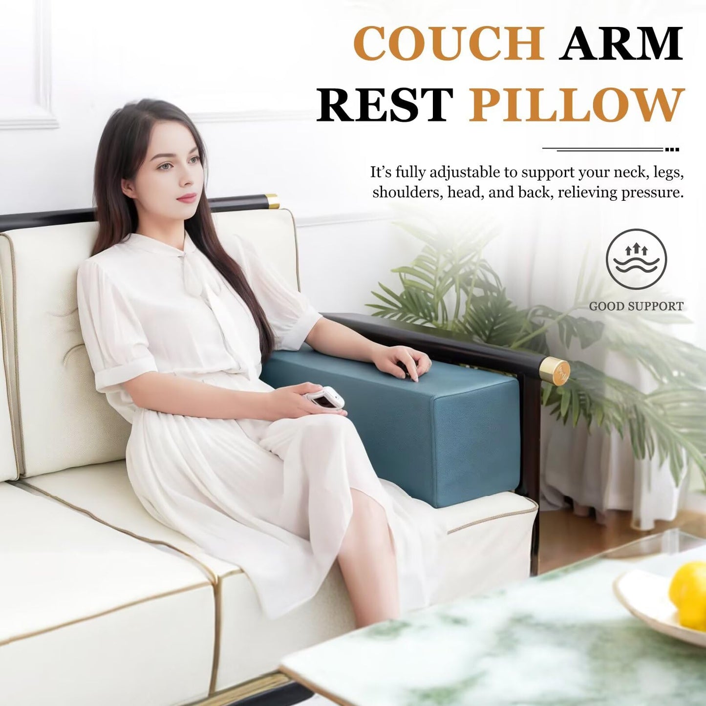 2 Pack Couch Arm Rest Pillow, Leatharie Waterproof Cover, High Density Foam Armrest Cushion, Headboard Cushion Elbow Support for Sofa Bed and Armchair,Dark Gray,8x8x20in