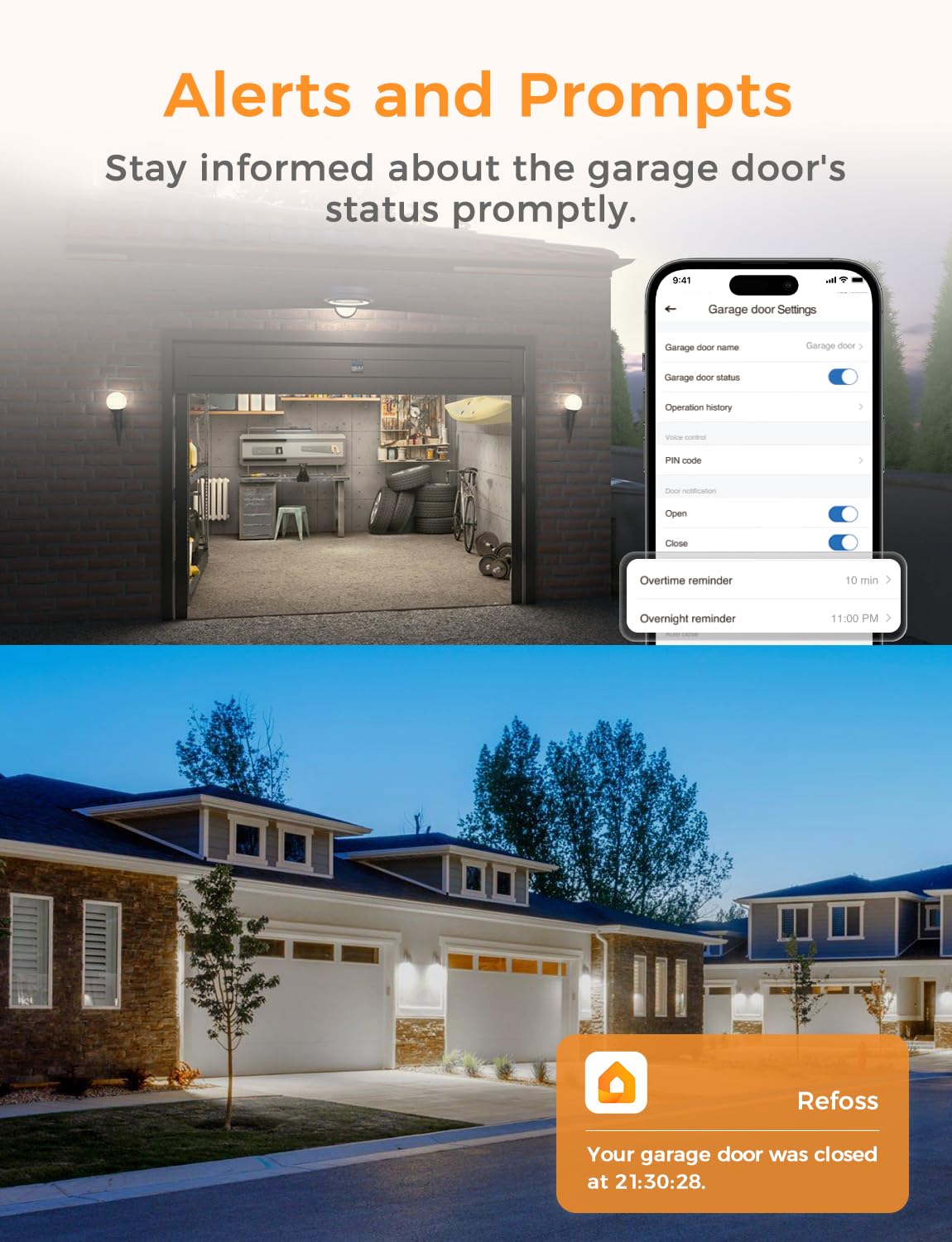Refoss Smart Wi-Fi Garage Door Opener, Compatible with Apple HomeKit, Siri, Alexa & Google Assistant, Carplay, App Remote Control, Support 2.4GHz WiFi Only