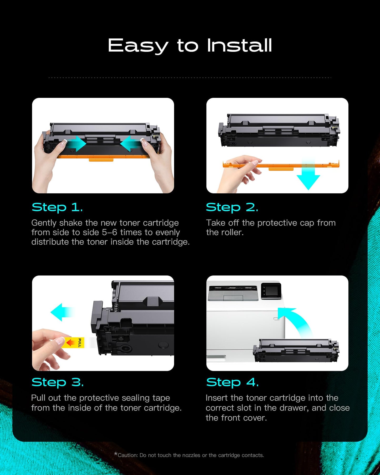 206A 206 A 206X Toner Cartridges Replacement for HP-206A W2110A W2111A W2112A W2113A | Compatiable with HP Color Laserjet Pro M255dw MFP M283fdw M283cdw Printers
