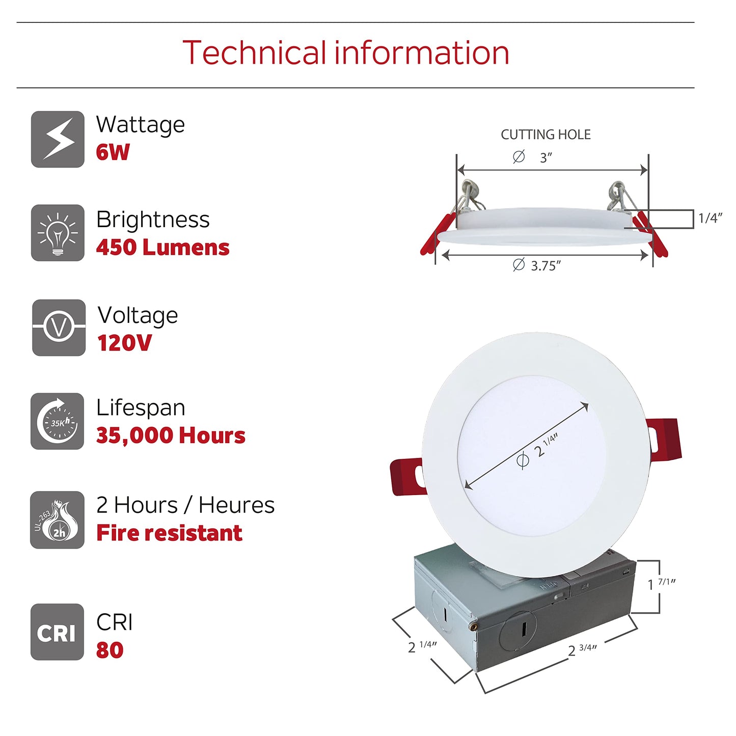 Nadair 6 Pack 3 inch LED Ultra Slim Recessed Lights, 6W, 450 Lumens, 5 Color Selectable (2.7K/3K/3.5K/4K/5K), White Finish with Extra Black Trim, Dimmable, IC Rated, ETL Certified (SL3-450CT-6WHBK)