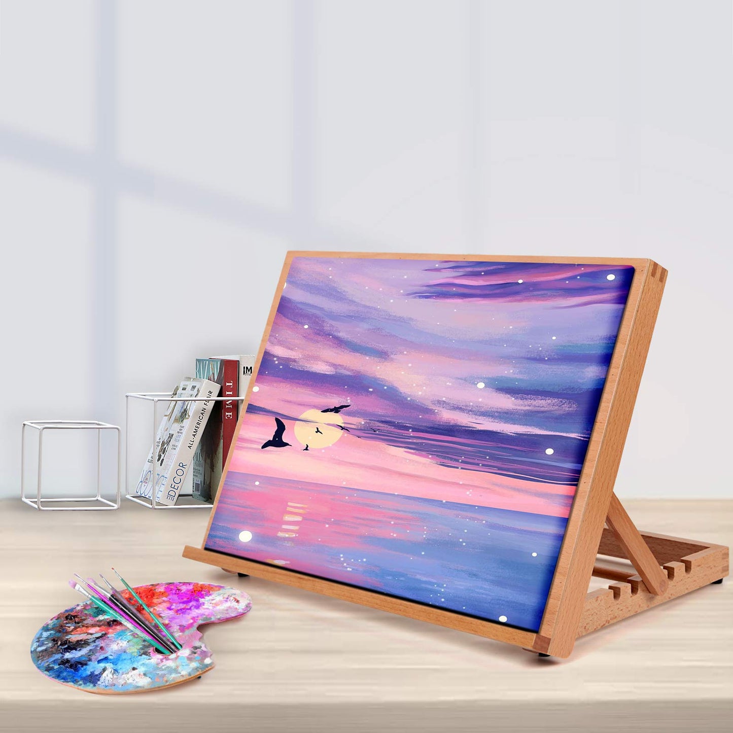 Drawing Tables & Boards, Falling in Art Adjustable Artist Painting and Display Easel, Wood Drafting Table Easel Drawing and Sketching Board, 16 1/2 Inches by 12 1/8 Inches