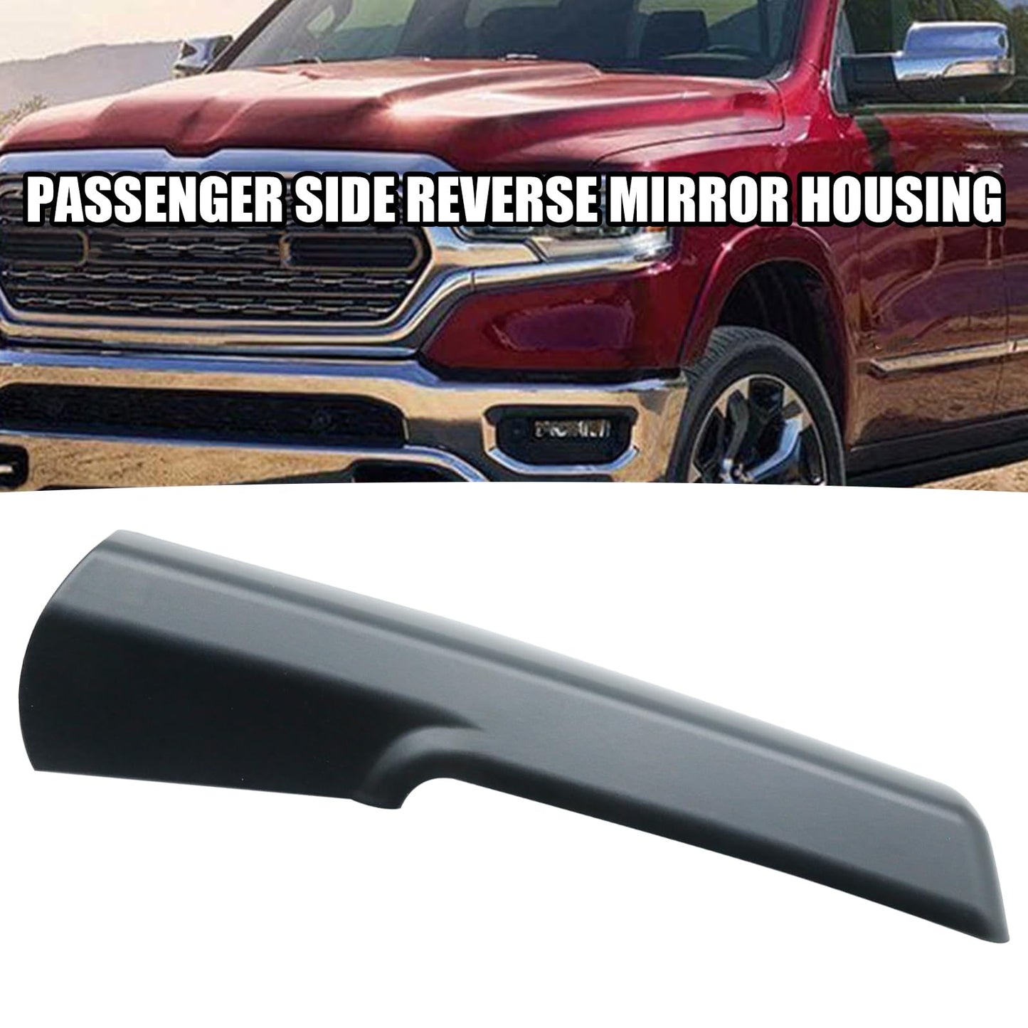 VIKKSAER 68263392AA Passenger Right Side Trailer Tow Mirror Cover Cap, Replacement for Dodge RAM 2014-2019, 1500 2500 3500