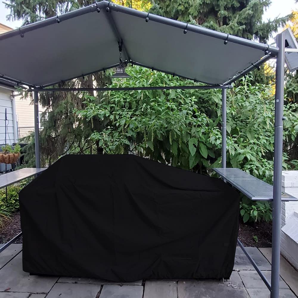 Cozzka 98 Inch Island BBQ Grill Head Cover Heavy Duty Waterproof Outdoor Kitchen BBQ Cover, Black