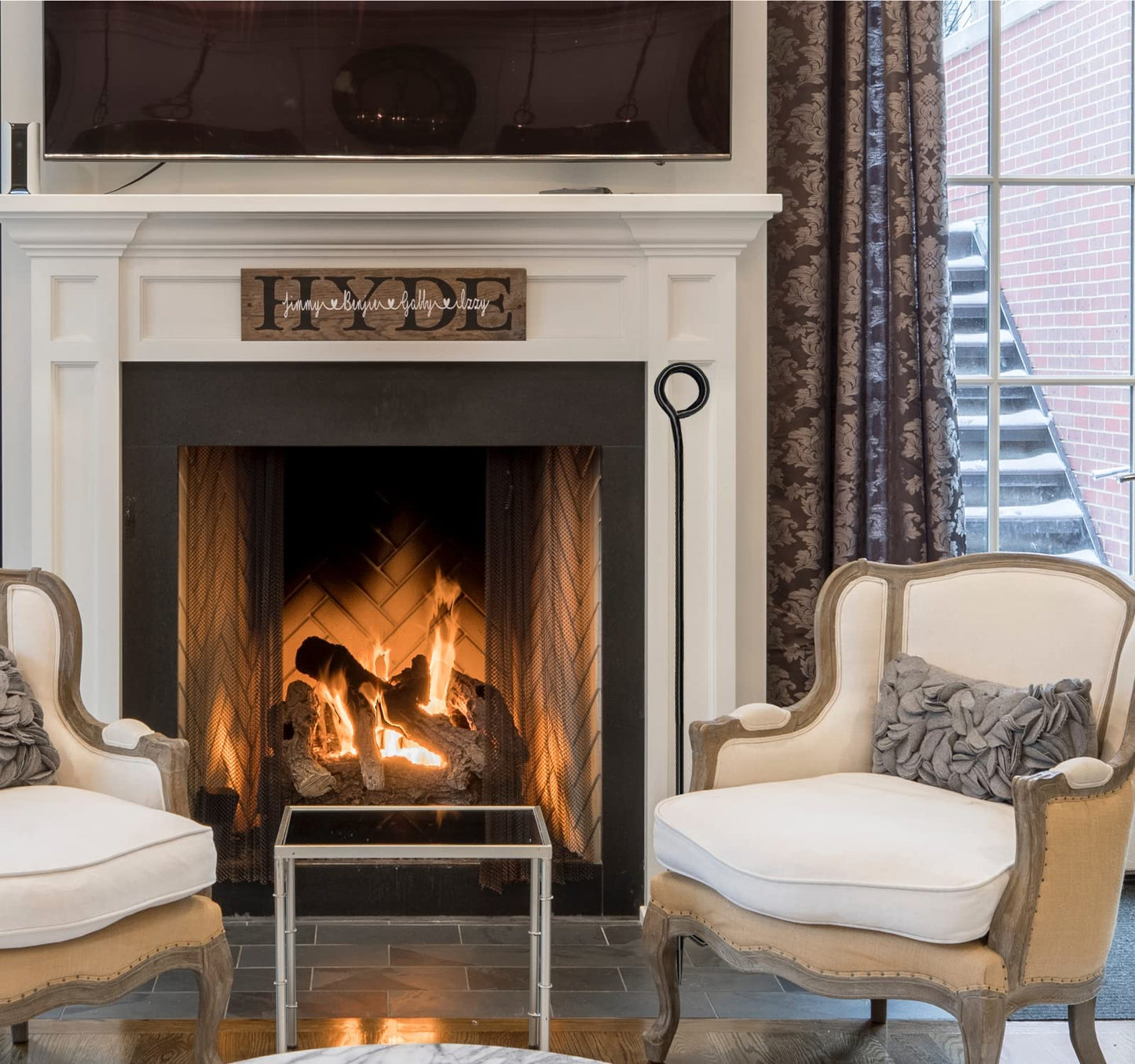 Heavy Duty Wrought Iron Steel Fire Poker - Rust Resistant Black Finish - 40 in - Indoor & Outdoor Fireplace & Fire Pit Tool