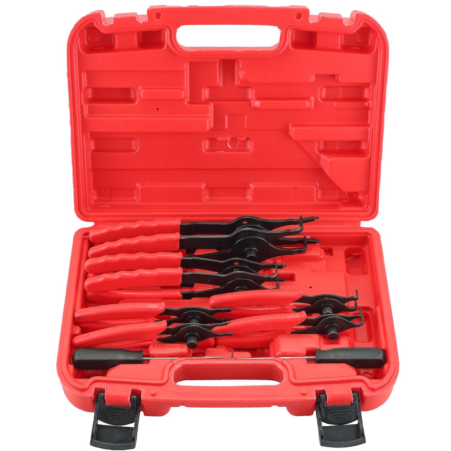 DASBET Snap Ring Plier Set 11PCS Straight & Bent Retaining Ring Pliers w/Hook & Pick Heavy Duty Internal External Pliers .038in - .09in Circlip Combination Retaining Clip for Car Trunk Motorcycle