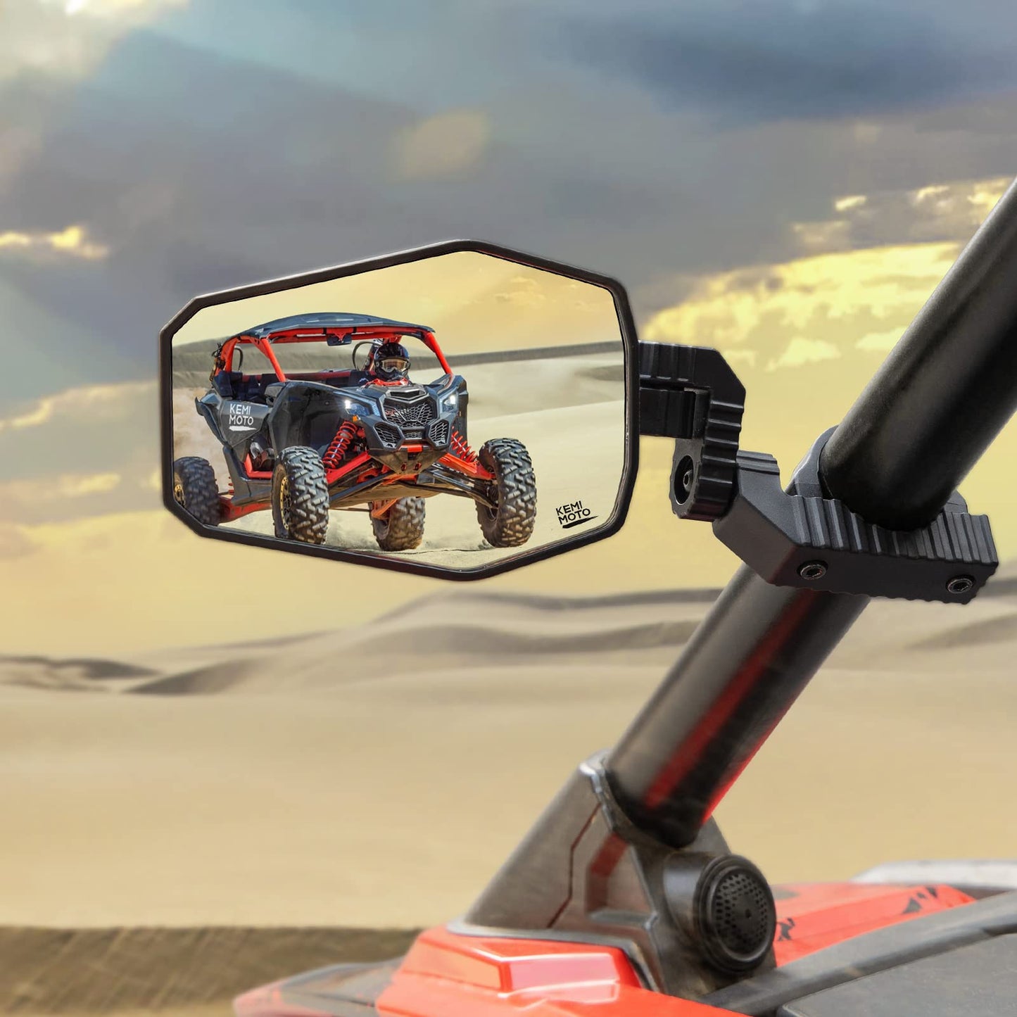 KEMIMOTO UTV Side Mirrors, UTV Mirrors for 1.65"-2" Roll bar, Adjustable Mirror Compatible with Polaris RZR, Can Am Maverick X3, Pioneer, Talon, Teryx, Gator, CFMOTO