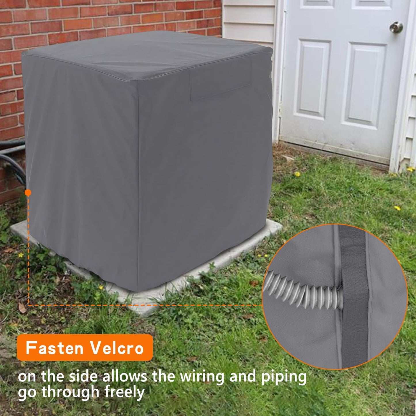 Air Conditioner Cover Heavy Duty Waterproof Durable for Outdoor Elastic Bottom for Secure Fit Year Around Protection -Gray W34xD34xH30in