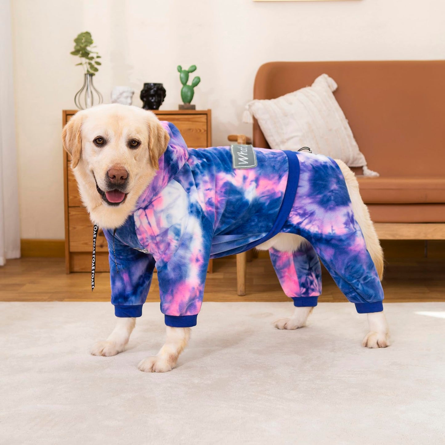 Dog Hoodies Winter Coat for Large Medium Dogs, Pullover Dog Warm Hooded Coat Fleece Sweatshirt Hoodie for Cold Weather (Tie-Dye Pink, 4X-Large)