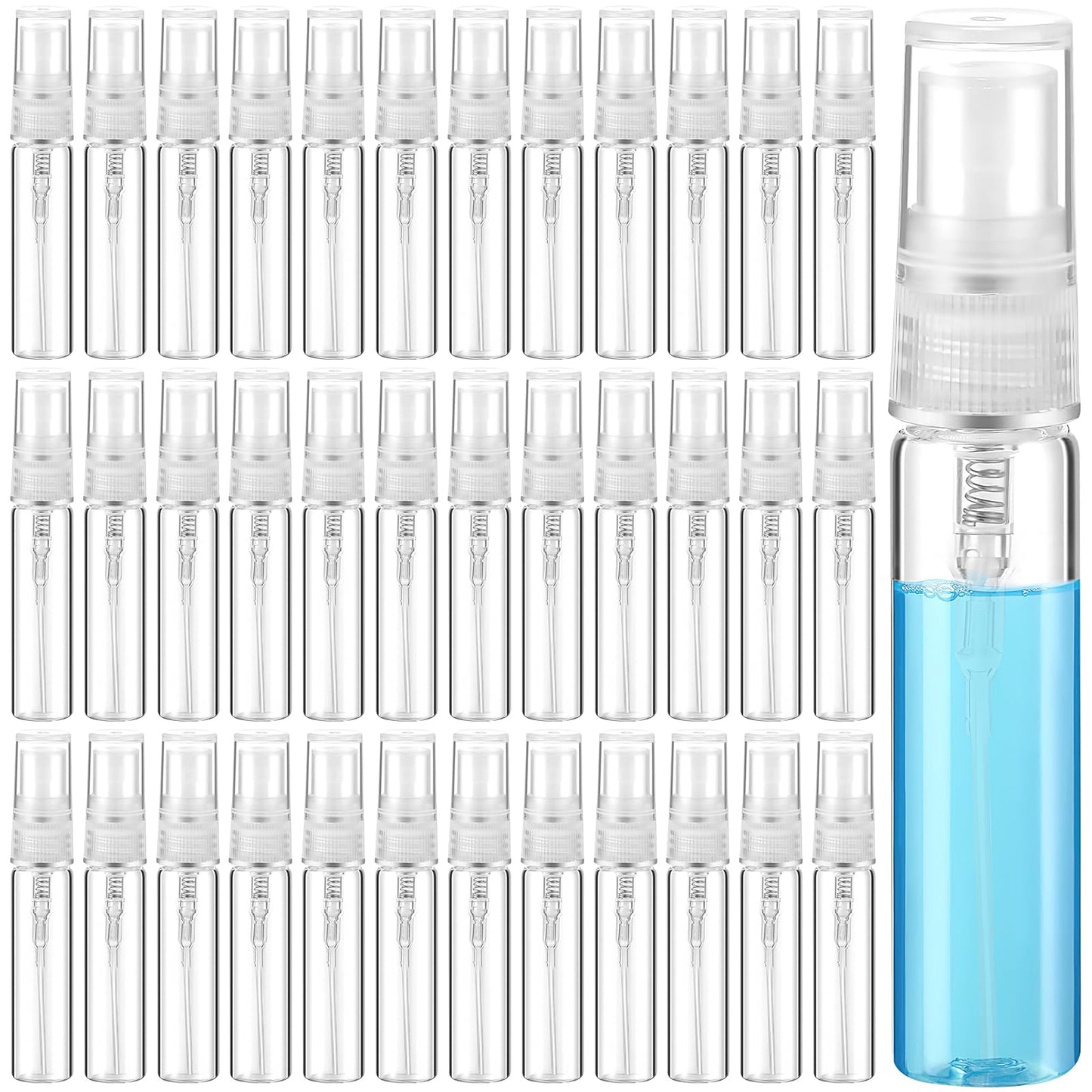 300 Pcs 5ml Mini Spray Bottles Clear Refillable Glass Perfume Bottles Fragrance Scent Sample Perfume Atomizer Glass Empty Travel Sprayer Pocket Dispenser Refillable Container