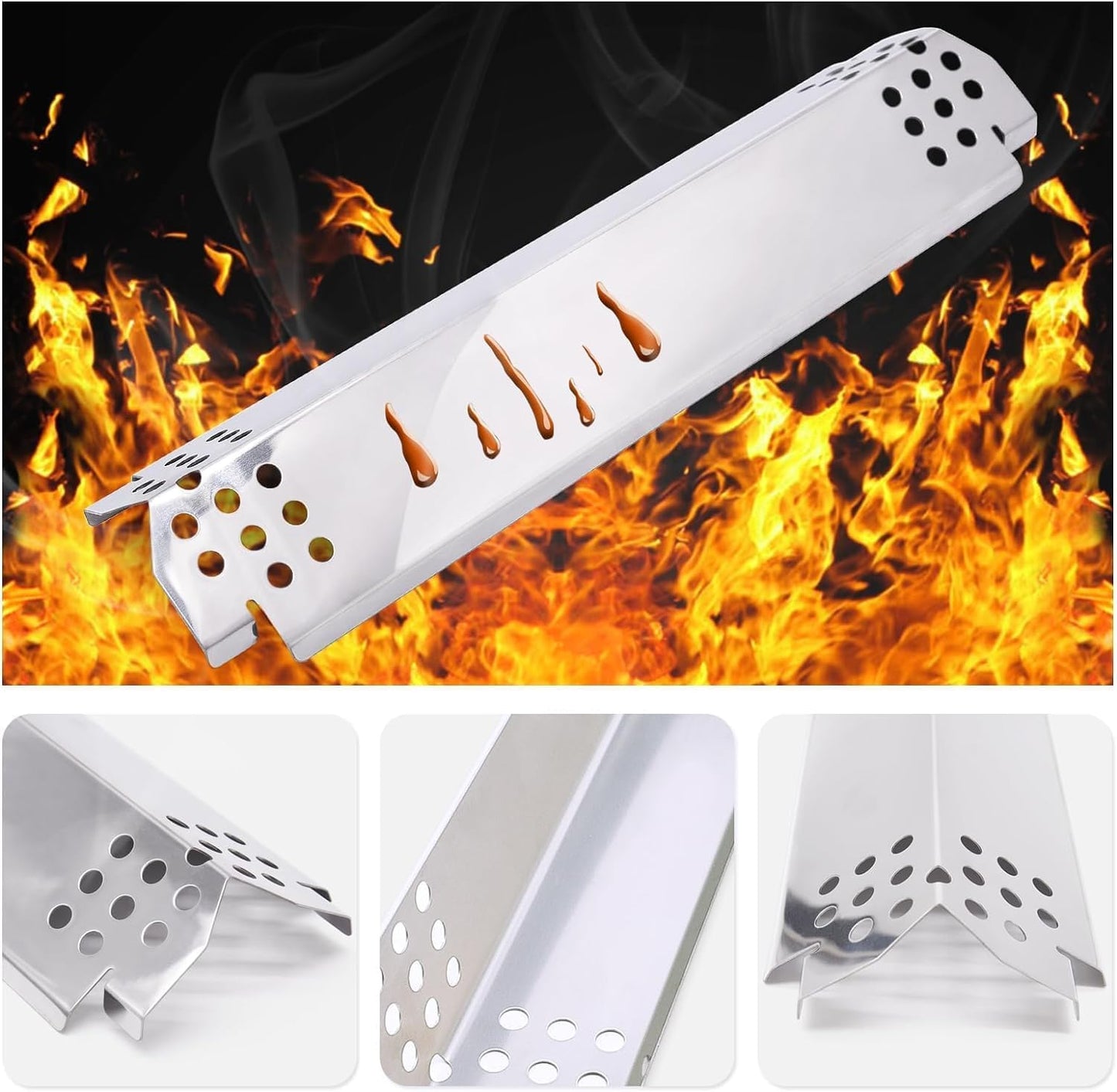 Criditpid Barbecue Replacement Parts for Nexgrill 6 Burner 720-0898 720-0898A, Nexgrill 720-0888 720-0888N, 720-0830H 720-0783E. Stainless Steel BBQ Heat Plates Shield, Burner Tubes & Igniters Kit.