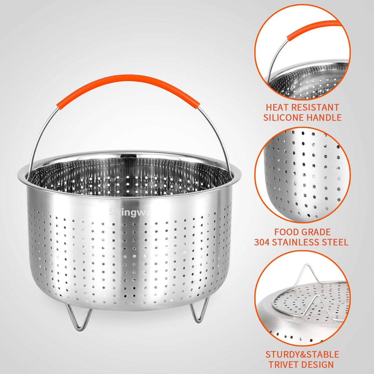 Steamer Basket for Instant Pot, Stainless Steel Vegetable Steamer Basket Insert for Pots (6qt)