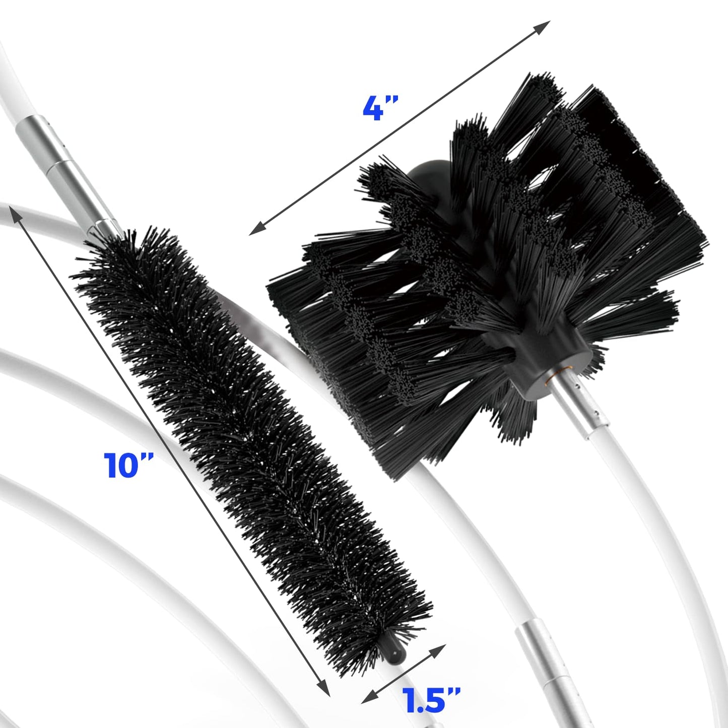 Holikme 30 Feet Dryer Vent Cleaner Kit, Flexible Lint Brush with Drill Attachment, Fireplace Chimney Brushes Extends Up to 30 Feet for Easy Cleaning, Use with or Without a Power Drill