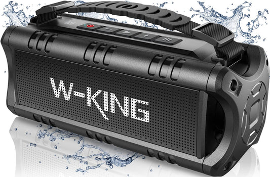 Bluetooth Speaker, W-KING (60W PEAK)30W IPX6 Waterproof Wireless Powerful Portable Outdoor Haut Parleur Speaker Boombox-Rich Bass, 24H Playtime, TF Card, USB Playback, AUX, EQ for Party, Camping, Trip