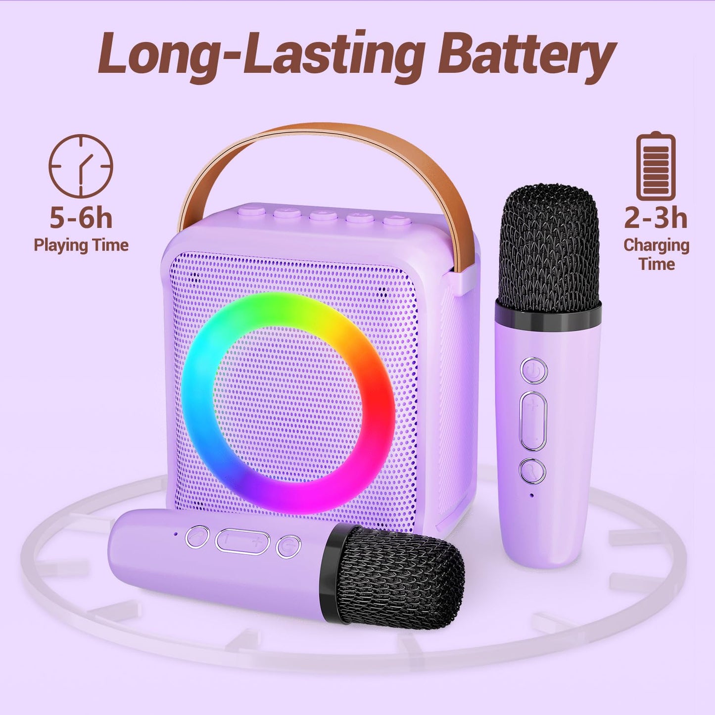 Ankuka Karaoke Player,Karaoke Microphone Machine for Kids, Portable Speaker with 2 Wireless Microphone Karaoke Player for All Smartphones,Family,Home Party,Birthday Gifts(Purple)