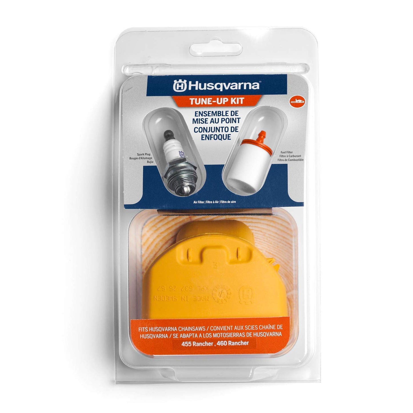 Husqvarna 599333701 455R/460R Chainsaw Maintenance Kit, Easy-to-Install Chainsaw Parts Tune Up Kit Includes Air Filter, Fuel Filter and Spark Plug