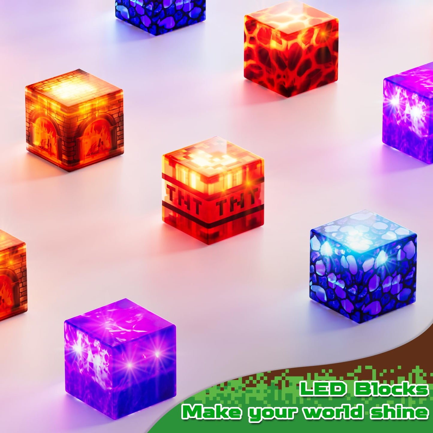 GraceDuck Magnetic Blocks with LED Light 150 PCS Build Dinosaur Volcano Forest Castle, Magnetic Building Blocks Stacking Cubes Sensory Toys for Kids Gifts for 3 4 5 6 7 8 9 10 12 Year Old Boys Girls