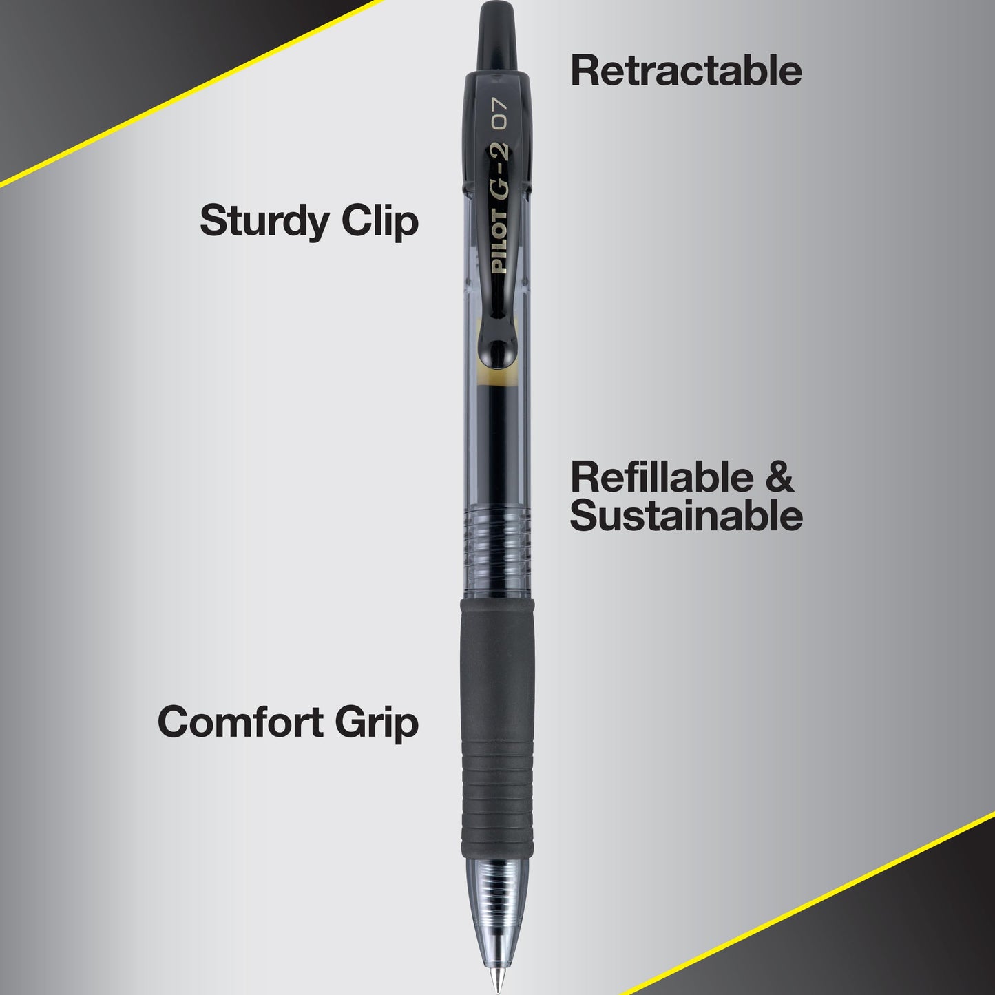 Pilot G2 Retractable Premium Gel Ink Roller Ball Pens, Fine Point, Black Ink, Dozen Box (31020)