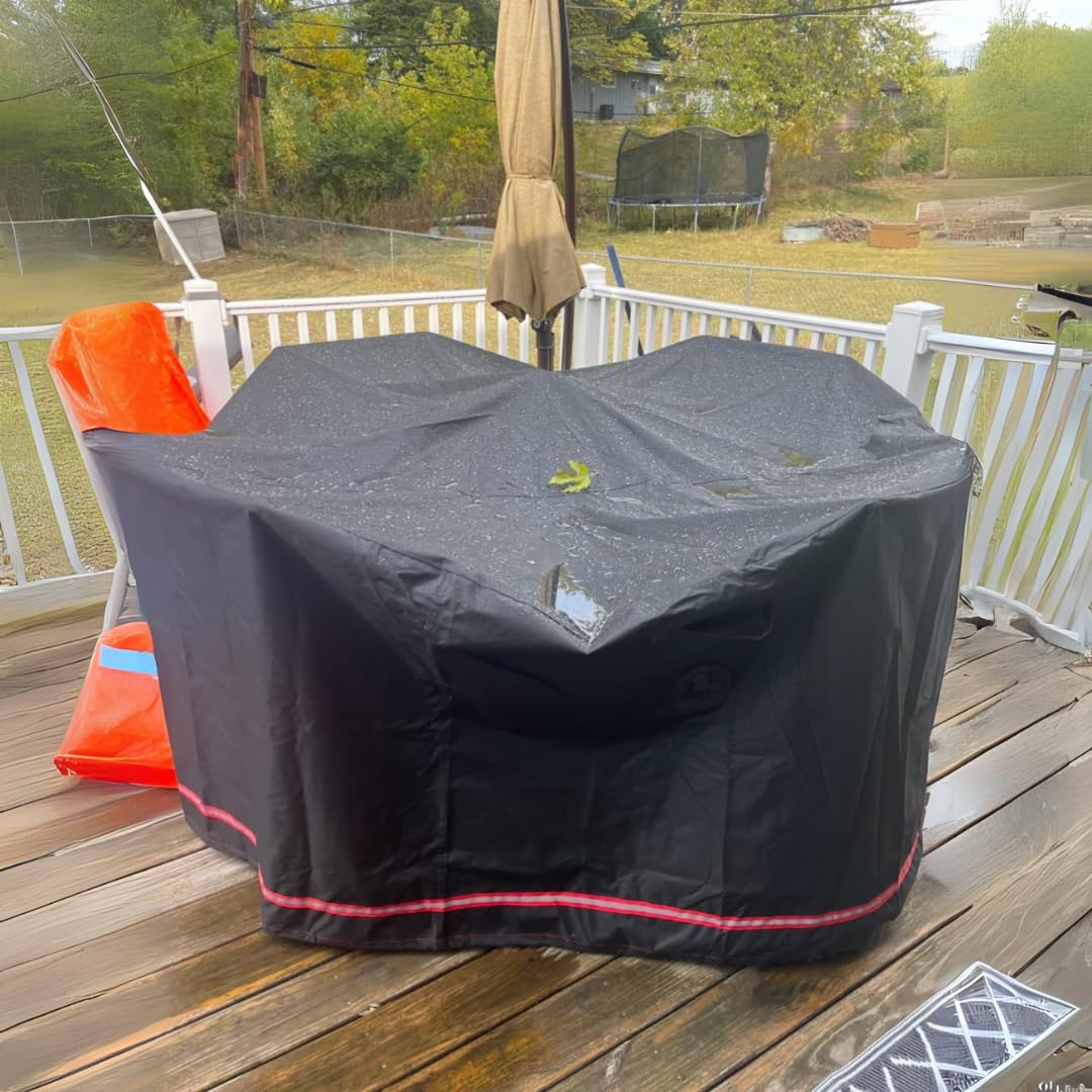 Turtle-Life Patio Furniture Sets Cover,Heavry Duty Round Outdoor Dinning Table and Chairs Cover, No Fading Away Within 2 Years, Black, Dia 80" x 35" H