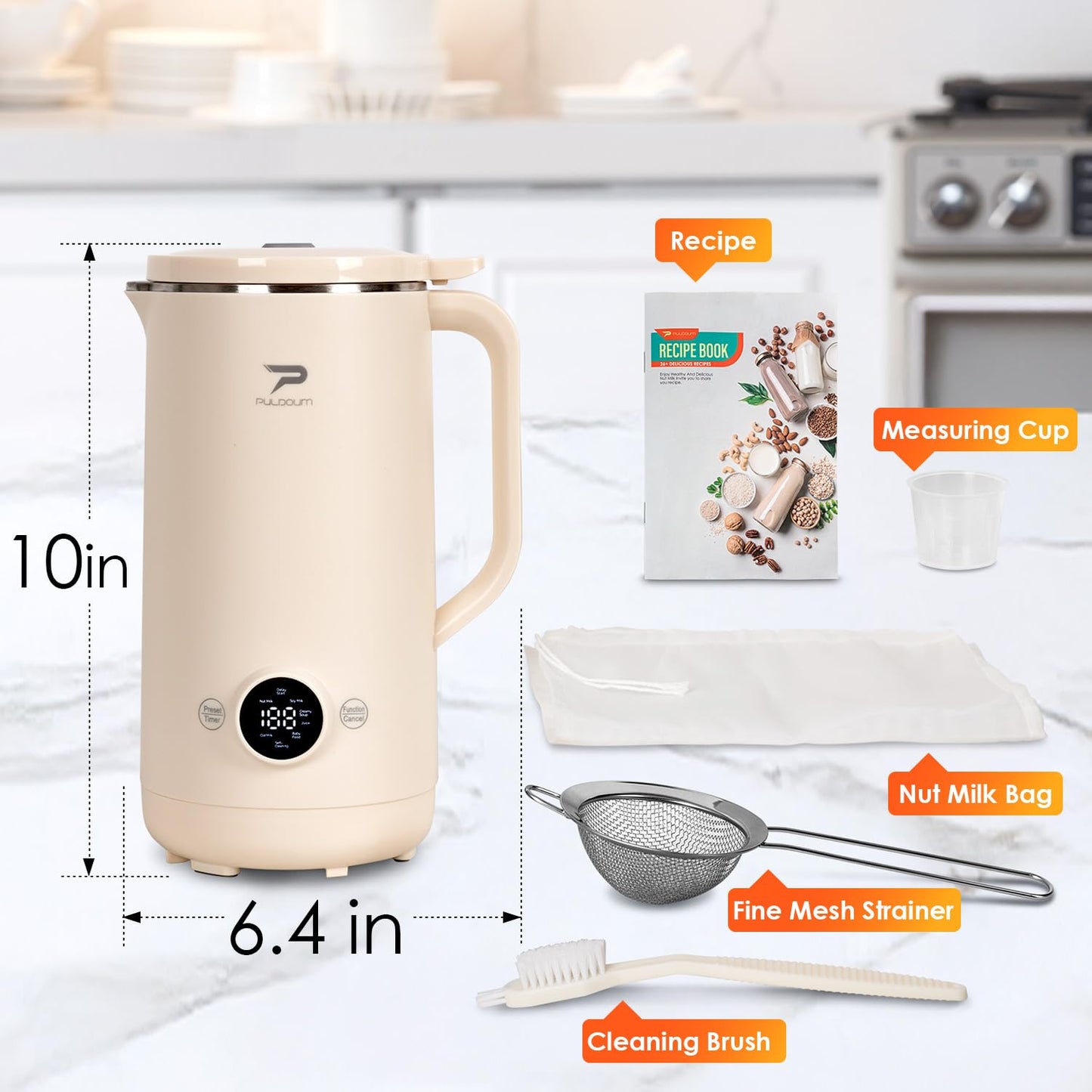 8 in 1 Nut Milk Maker Machine,(27oz/800ml) Soy Milk Maker for Homemade Almond, Oat, Coconut, Juice, Milkshake, Grains, Creamy Soup, Plant Based and Non Dairy Beverages with Delay Start/Self-Cleaning