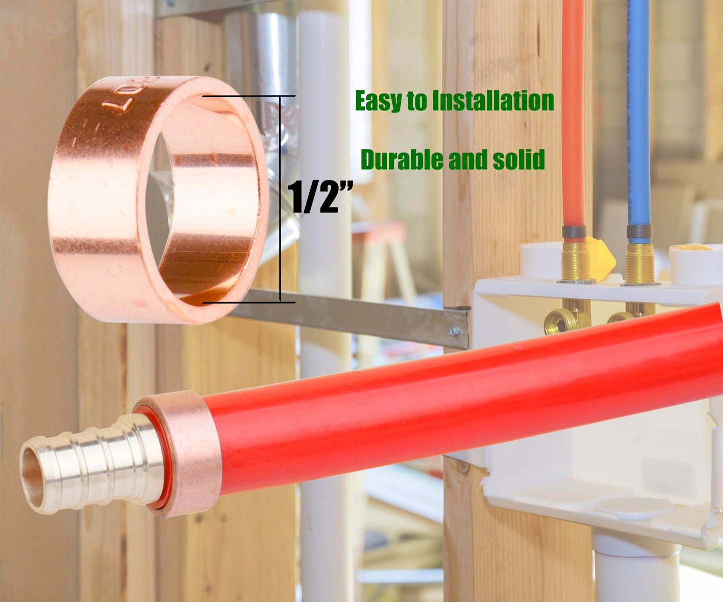 WHK 100 Pack 1/2" Pex Copper Crimp Rings for Pex Pipe Connection,Pex B Crimp.