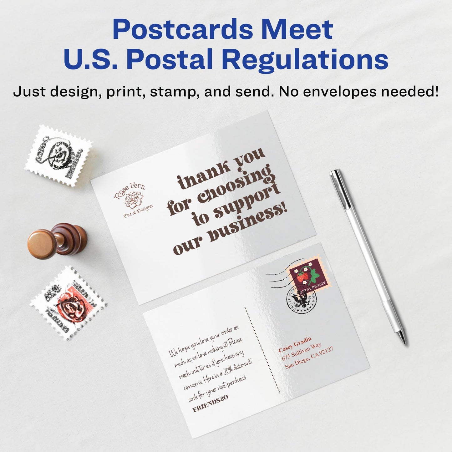 Glossy Photo Postcards, Inkjet, White, Glossy, 4-up