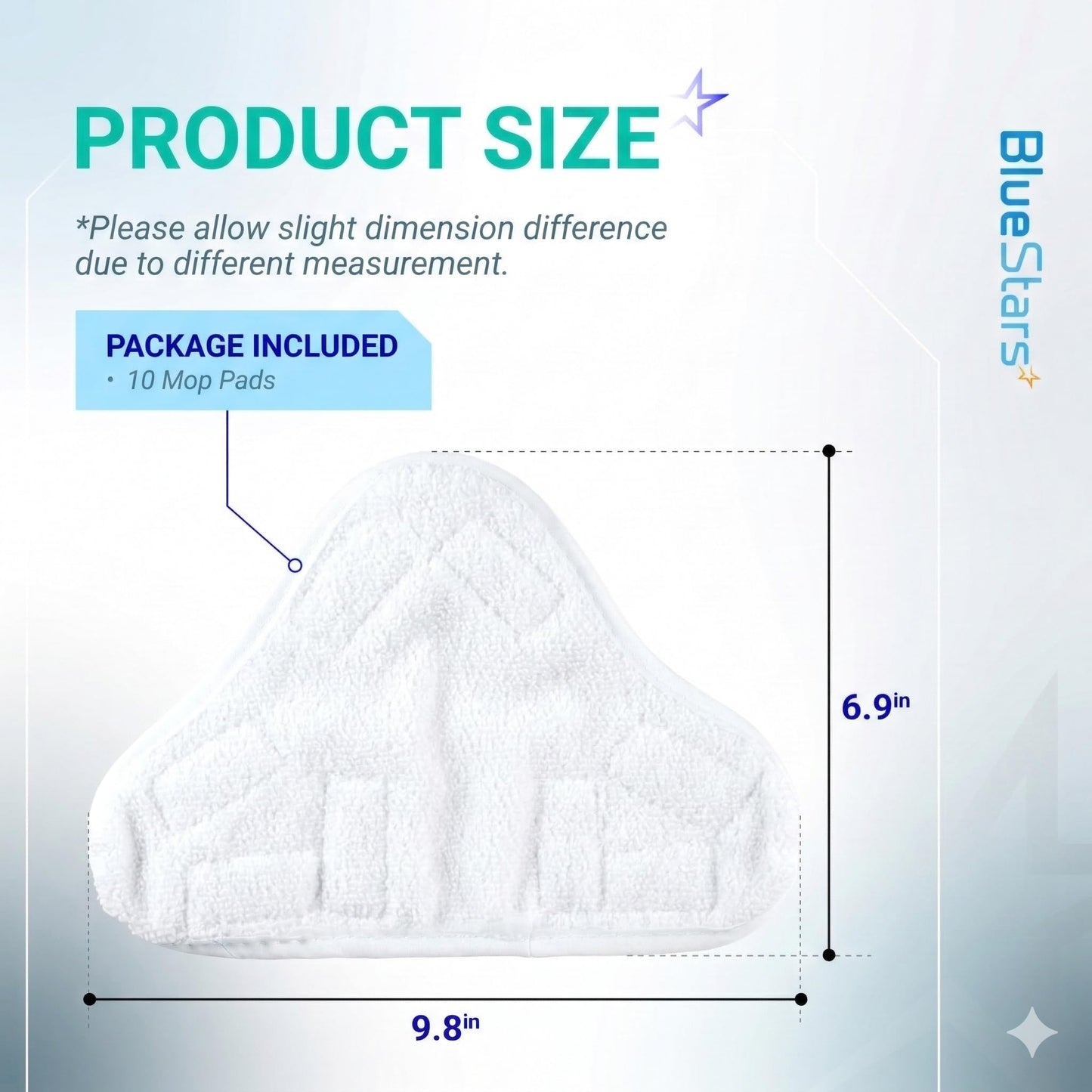 BlueStars 10 Pack Ultra Durable Washable Microfibre Steam Mop Pads Floor Replacement Part Exact Fit for H2O X5 H20 Models - Easy to Install - Washable and Reusable for Steam Mop X5