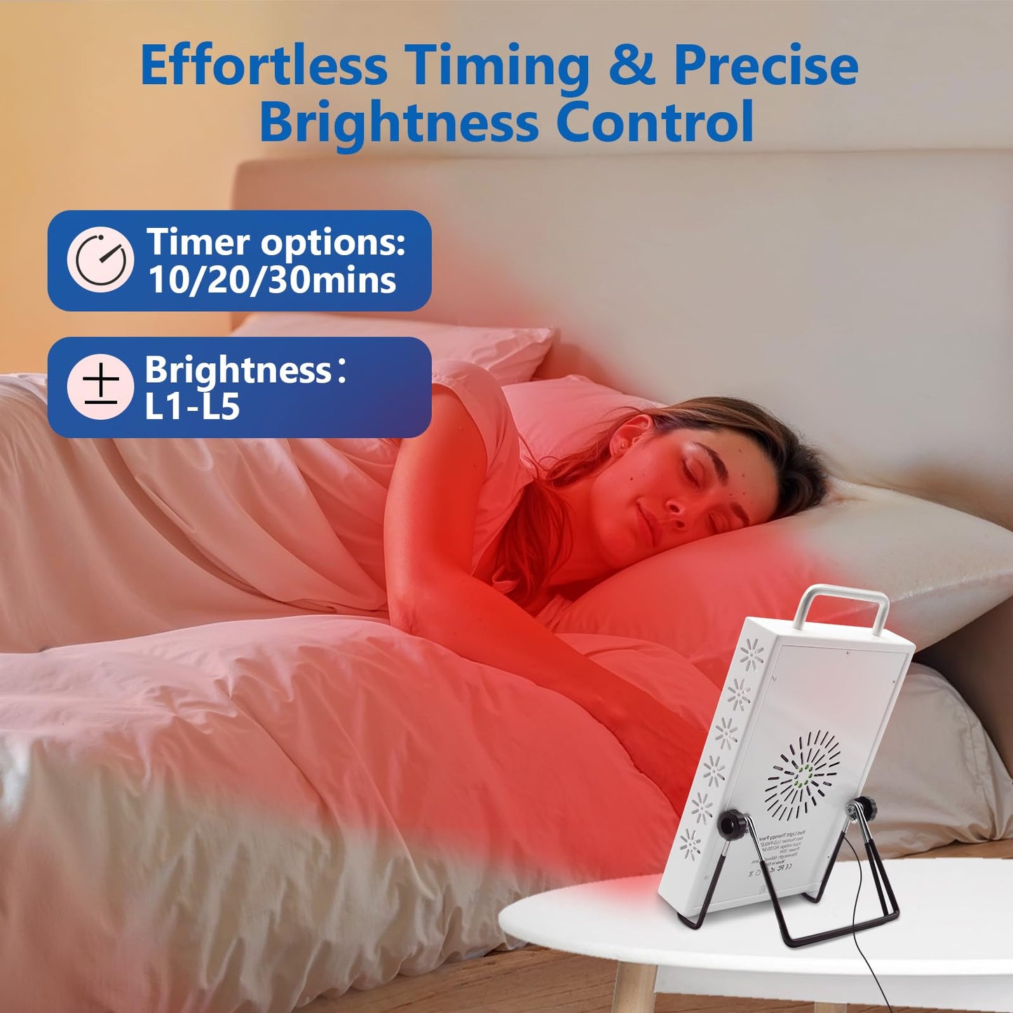 40LED Red Light Panel, 660nm&850nm Infrared Light for Face and Body, Adjustable Angle & Brightness for Home & Office