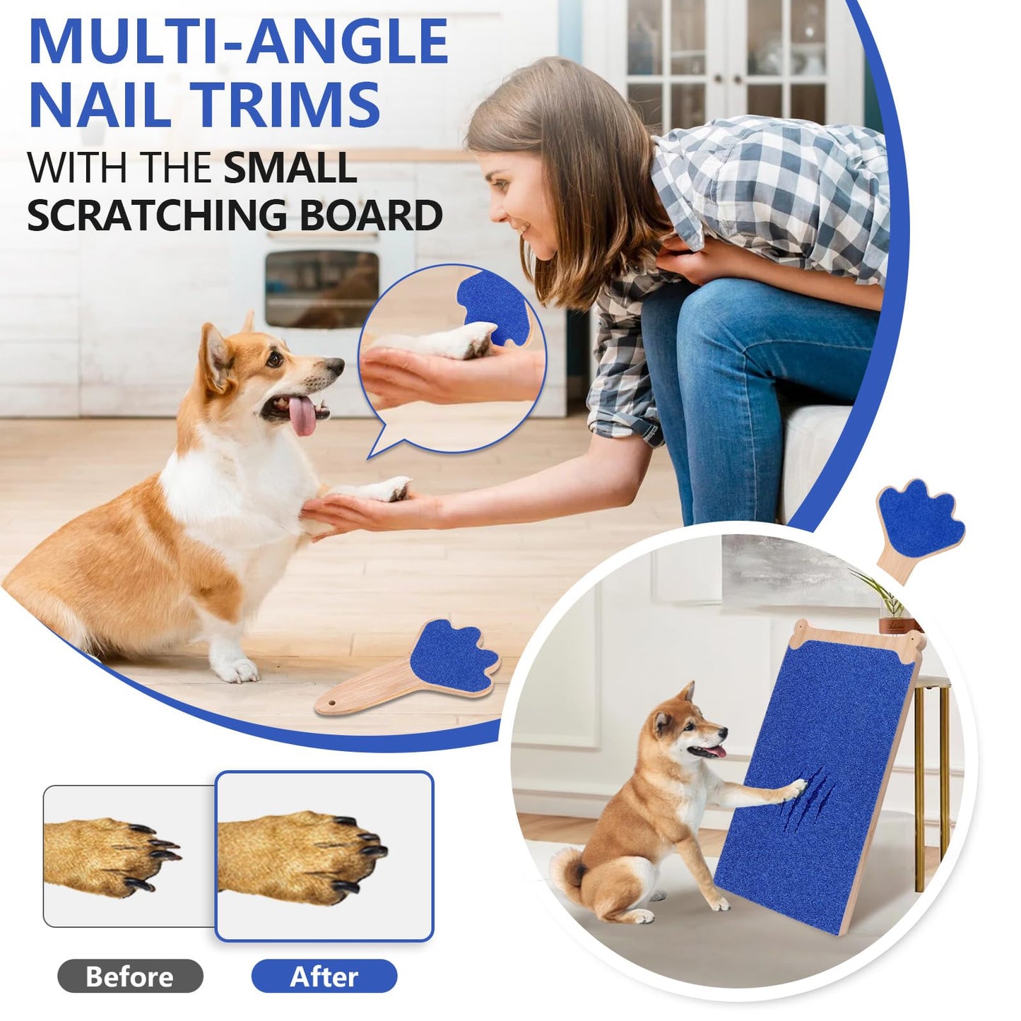 FL Falatier Dog Scratch Board Large Dog Scratching Pad Multi-Functional Trimming Tool Alternative to Dog Nail Clippers and Dog Nail Grinders Easy Nail Care Double Sided Bamboo