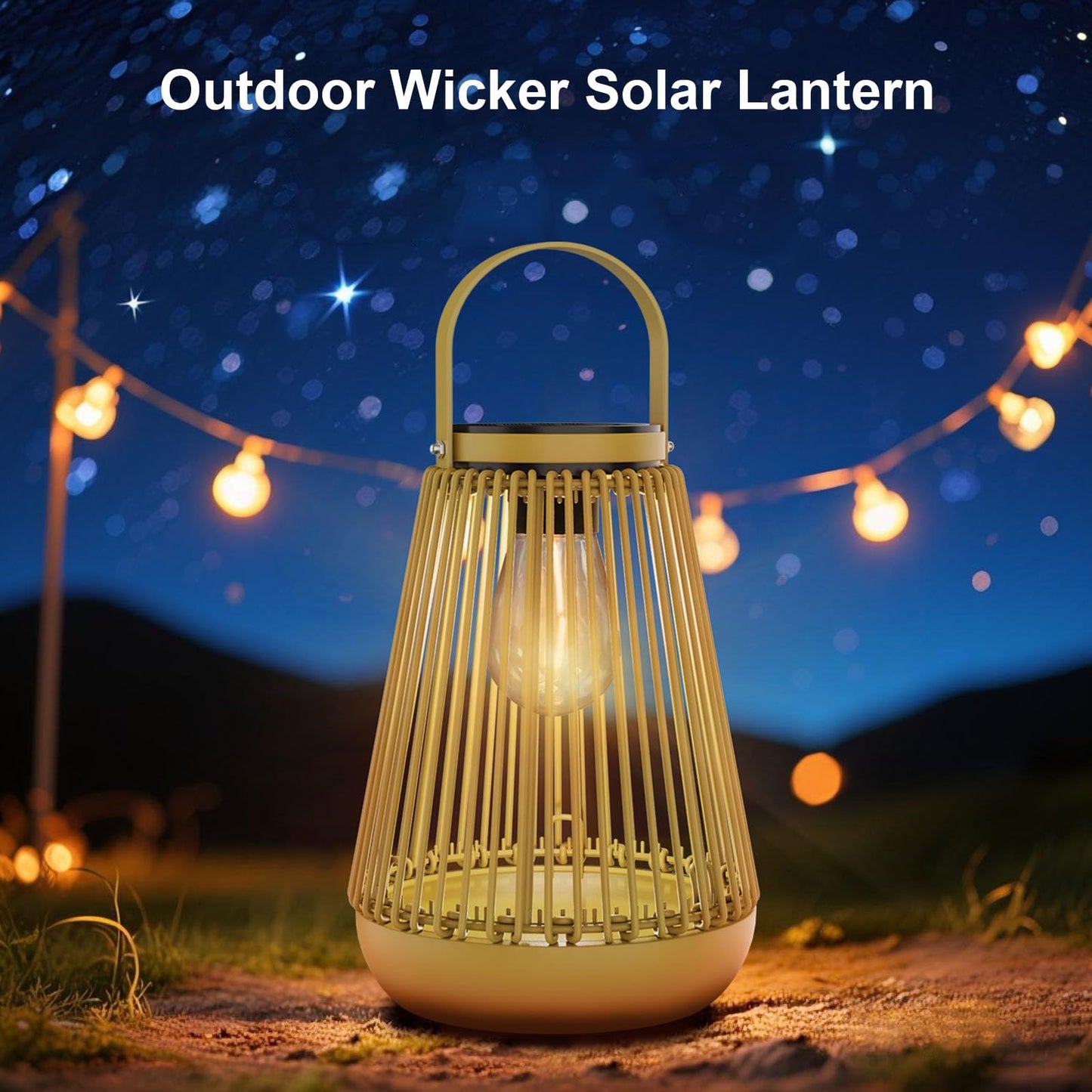Solar Lanterns Outdoor,Solarbaby Solar Lanterns for Outdoor Decoration with LED Bulb,IP65 Waterproof Hand-Knitted Hanging Lanterns Solare Lights for Lawn Terrace Balcony Decoration,Pack of 2