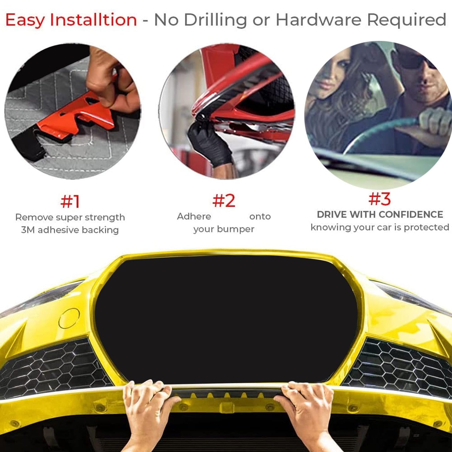 Front Bumper Scrape Guard, 8-Piece Universal Rubber Anti-Scratch Protector Kit, Black, for Cars, Trucks, SUVs