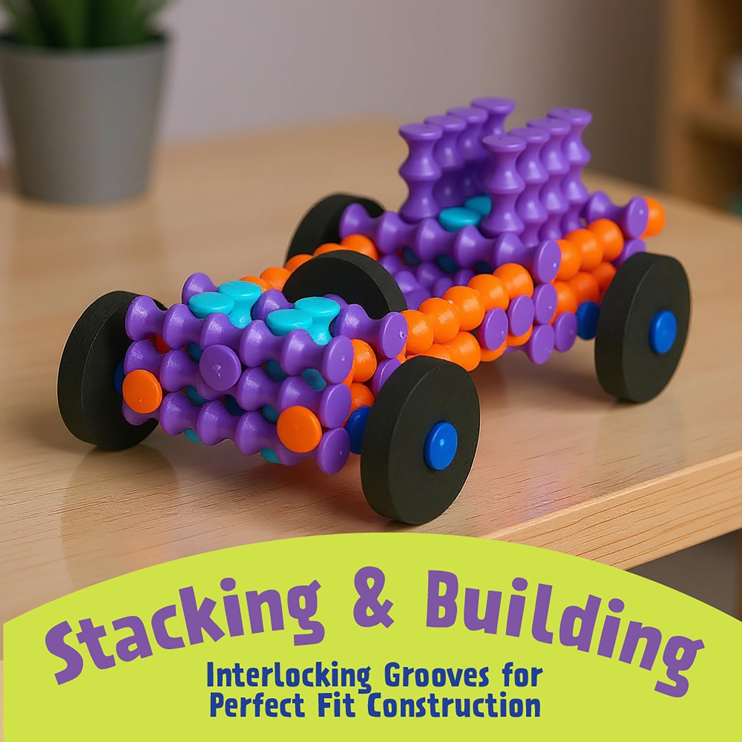 Popular Playthings Playstix Vehicles Set 130 Pieces (Bilingual