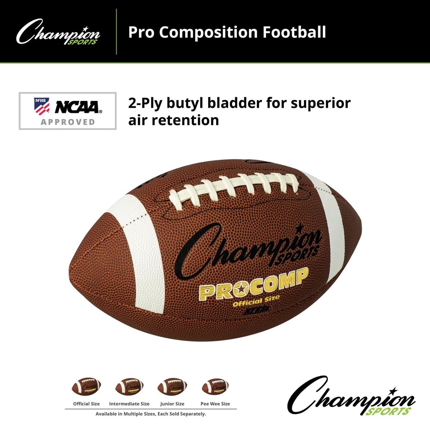 Champion Sports Official Size Composite Football, Brown