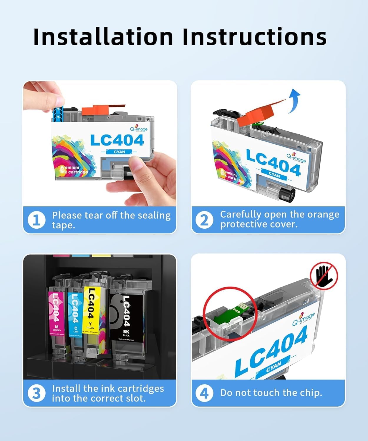 LC404 Ink Cartridges Replacement for Brother Ink cartridges LC404 LC 404 LC-404 for MFC-J1215W MFC-J1205W MFC-J1205W XL Printer(Black/Cyan/Magenta/Yellow, 4 Packs)