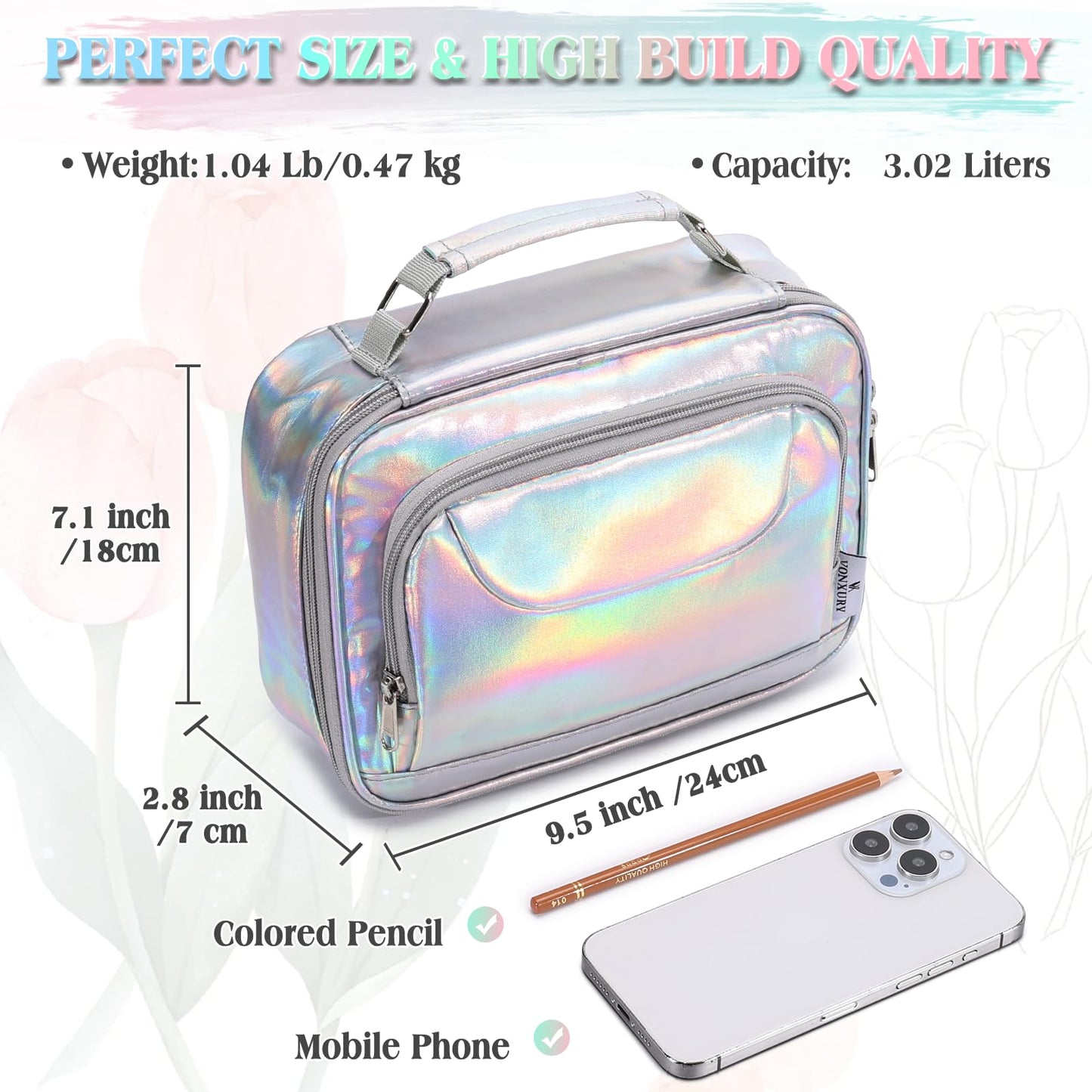 Pencil Case, VONXURY Large Capacity Pencil Pouch Holder Portable Pen Organizer with 2 Detachable Layers 54 Slots Multiple Zipper Bag for School Office College