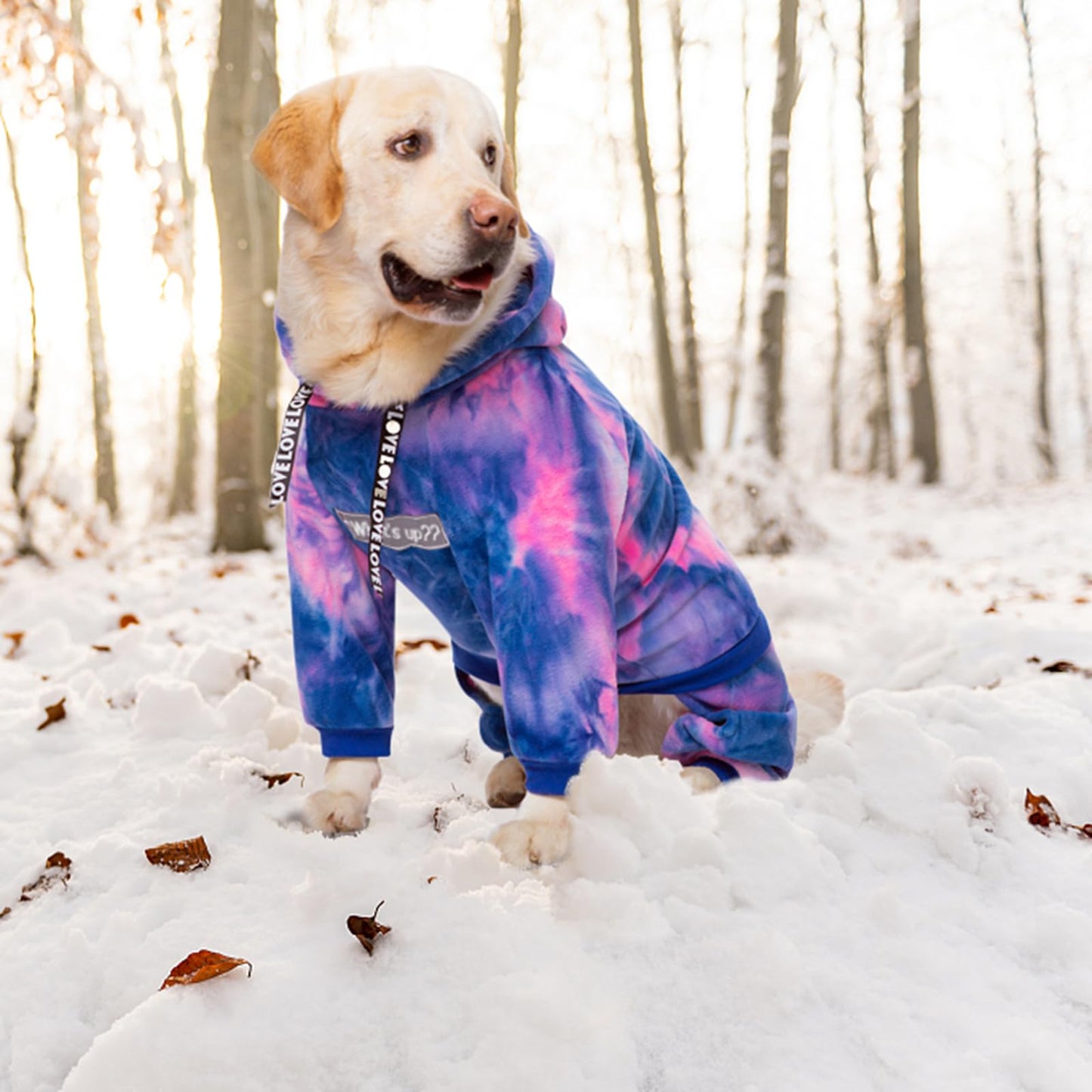 Dog Hoodies Winter Coat for Large Medium Dogs, Pullover Dog Warm Hooded Coat Fleece Sweatshirt Hoodie for Cold Weather (Tie-Dye Pink, 4X-Large)
