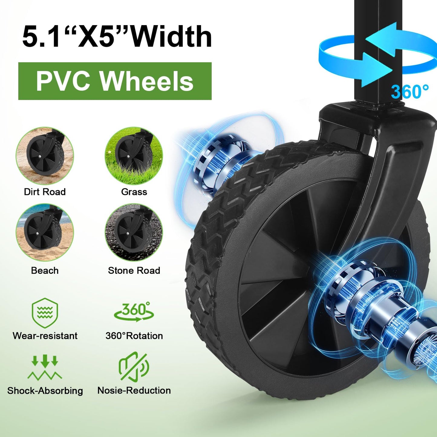 cjc 220LBS Folding Wagon Cart, Heavy-Duty Wagon Carts Foldable with 360° All Terrain Wheels, Large Capacity Outdoor Utility Collapsible Wagon for Camping Grocery Beach Garden 27.5" x 16.9" x 35.4"