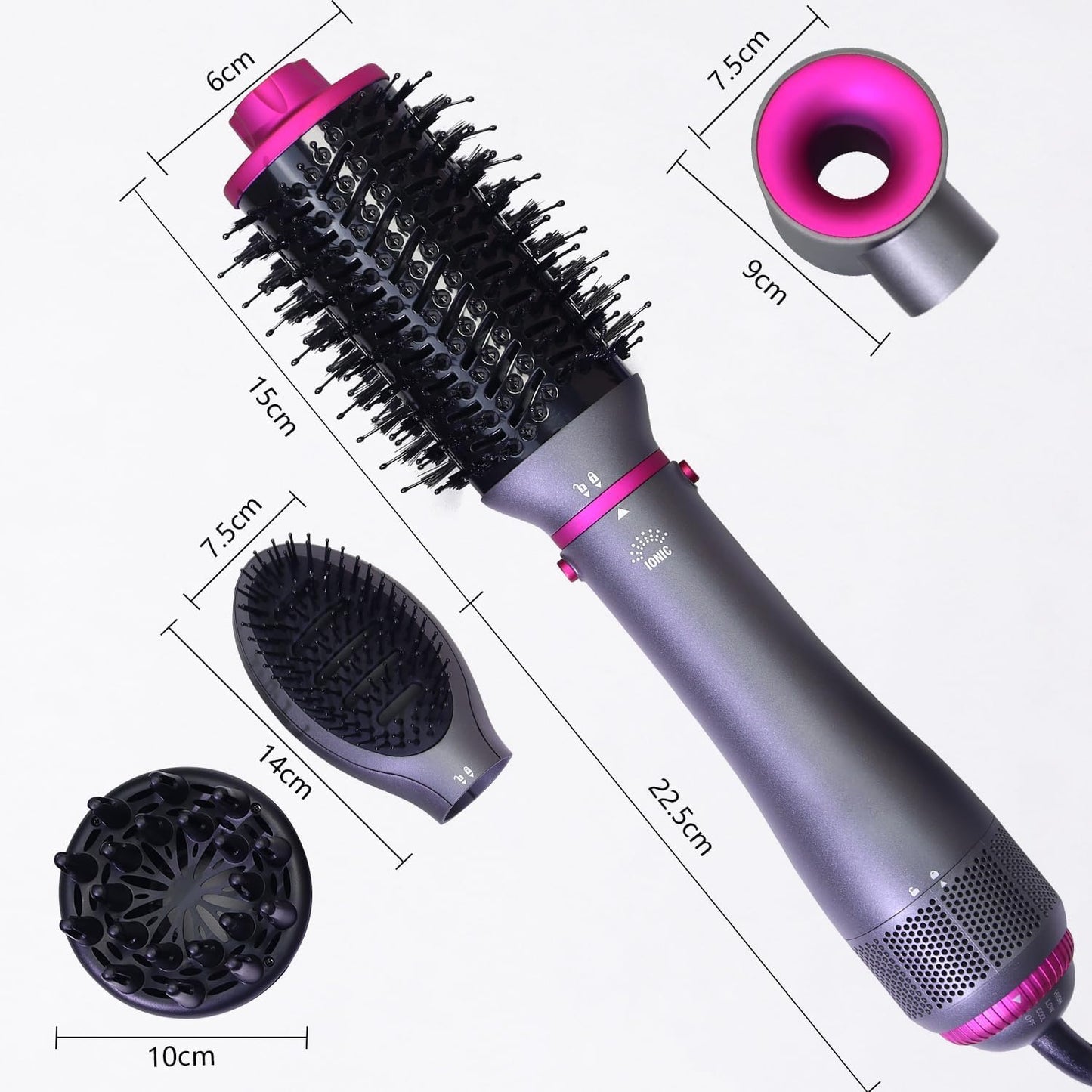 Blow Dryer Brush Set, 4-in-1 Hair Dryer Brush, Multi Hair Styler Tools with Ion for Salon Blowouts, Drying, Curls, Volumizing and Straightening, Sleek and Less Frizz