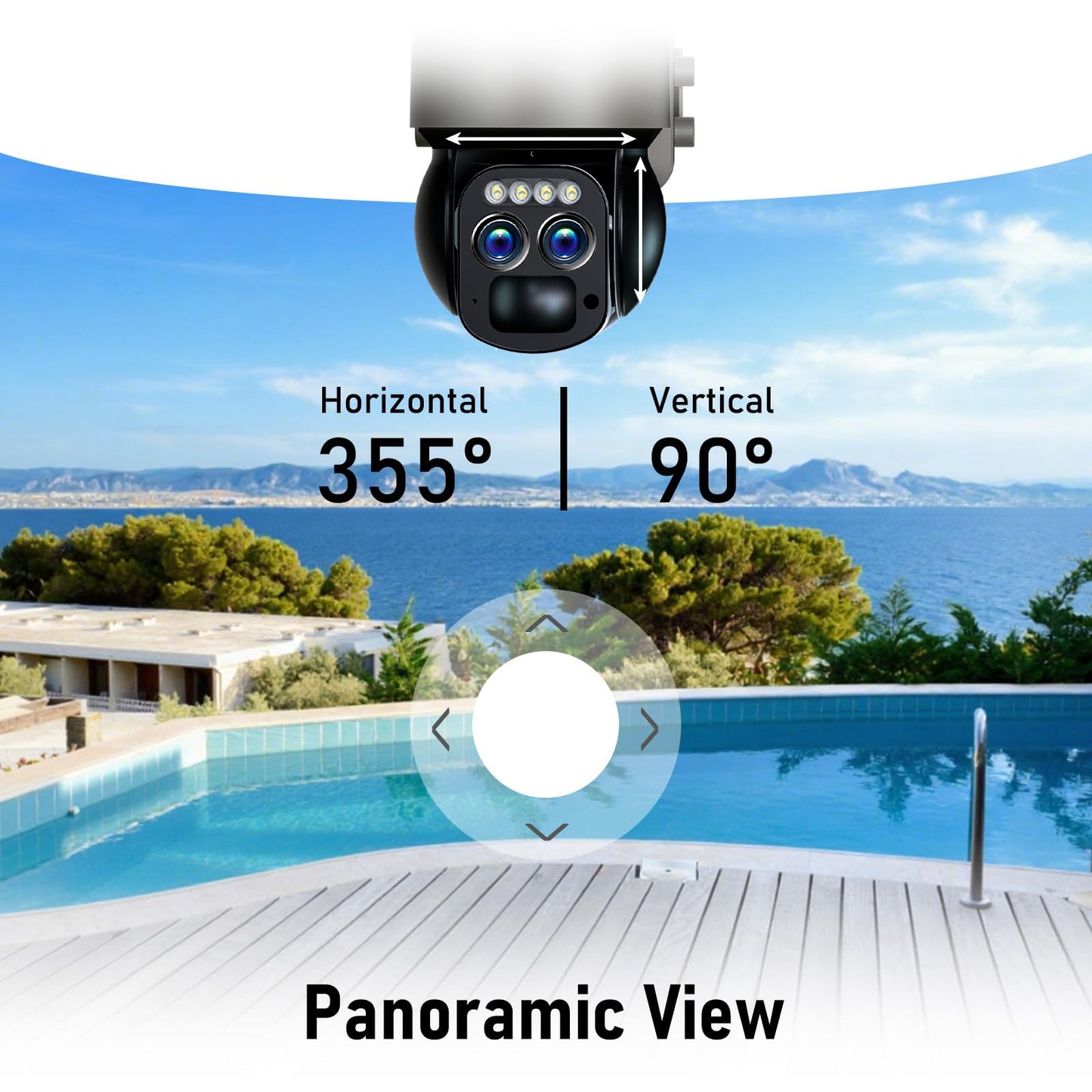 Caluxe 4K Solar Security Cameras Wireless Outdoor, 5G/2.4G WiFi 6, 360° PTZ Camera Surveillance Exterieur with Color Night Vision, 2-Way Audio, PIR Motion Detection, Auto Human Tracking, Waterproof