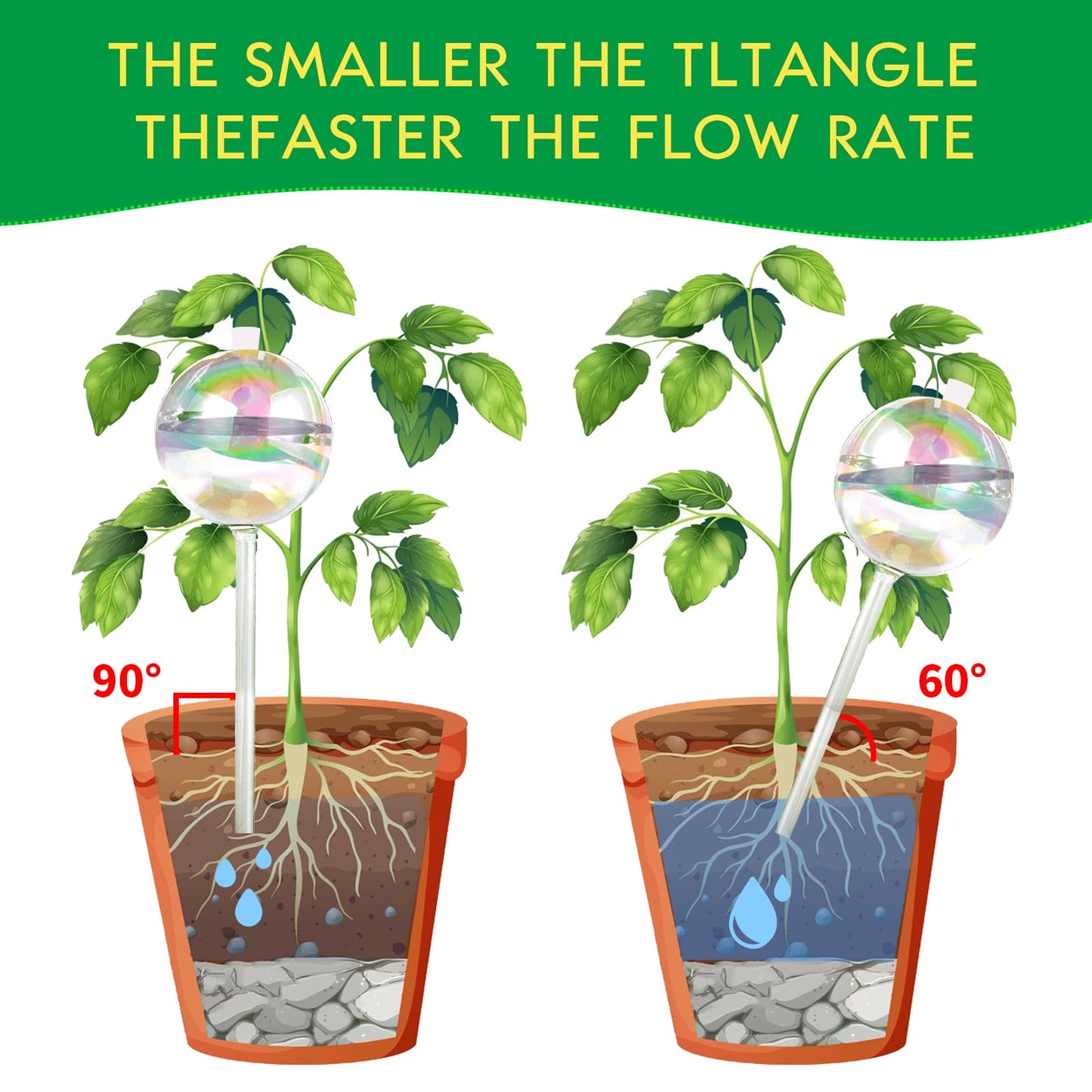 13 oz Up 2 Weeks Large Plant Watering Globes - Self Watering Bulbs for Indoor & Outdoor Plants, Glass Water Globes, Slow Watering for Plants While Away, Self Watering Planter Insert 4 Pack