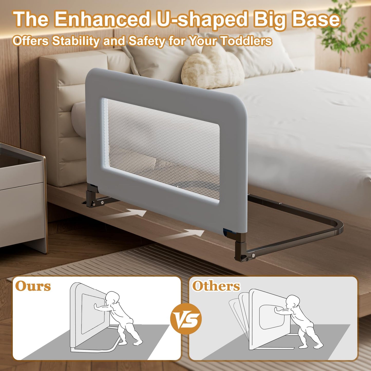 Toddler Bed Guard Rail for Baby - Sturdy Metal Safety Rail for Twin, Crib, Queen, Bunk, Full Side Beds - Kids Guardrail Protector